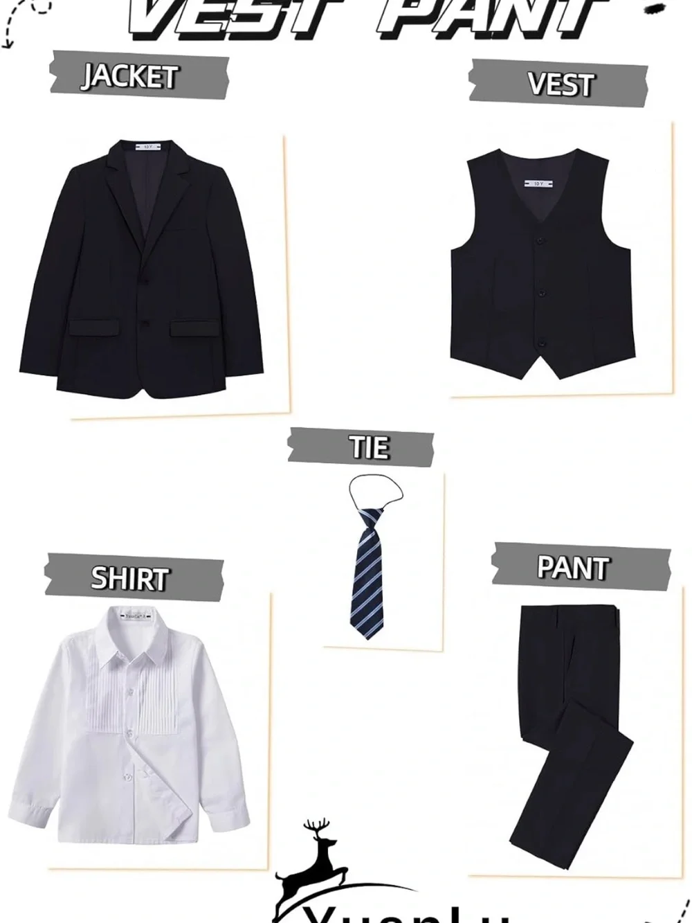 Classic Kid’s Four-Piece Suit - Formal Blazer, Vest, Shirt & Trousers